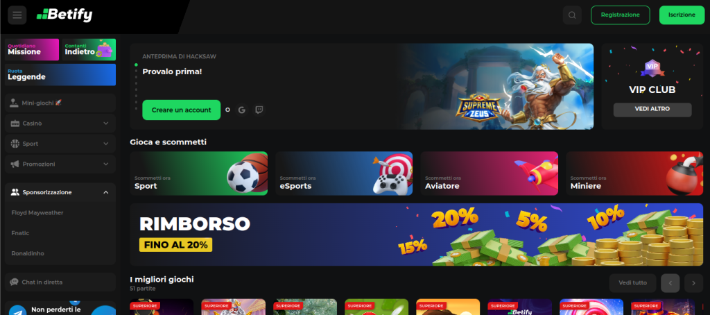 Codice promo Betify gioco da casinò